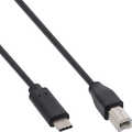 InLine® USB 2.0 Cable, USB-C male / USB-B male, black, 2m