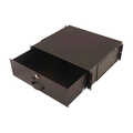 3U lockable drawer with handle 132x481x400 mm, color black (RAL 9005)