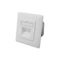 CAT 6A Class EA network outlet, shielded, 2x RJ45 LSA, pure white, surf. mount, vert. cable install.