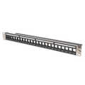 Modular Patch Panel, shielded, 24-port blank, 1U, Rack Mount, transp. label field, black