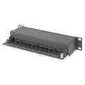 CAT 6, Class E patch panel, shielded, 12-port RJ45 8P8C, LSA, 1U, 254 mm(10