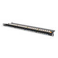 CAT 6 Patch Panel, unshielded,24-port RJ45 w. shutter, 8P8C, LSA, 0.5U, 19