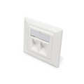 Faceplate for Keystone Jacks, 2x RJ45 dust cover, 80x80 + central plate, pure white