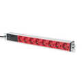 1U Aluminum PDU, rackmountable, 8x red CEE 7/7 10A Plug, 250VAC 50/60Hz, outlet