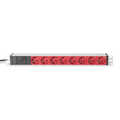 1U Aluminum PDU, rackmountable, 8x red CEE 7/7 10A Plug, 250VAC 50/60Hz, outlet