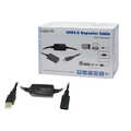 USB 2.0 cable, USB-A/M to USB-A/F, amplifier, black, 25 m