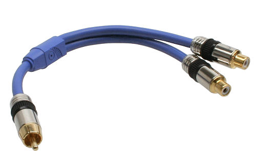 Naar omschrijving van 89924P - InLine Tulp Y-kabel,  PREMIUM, 1x Tulp M naar 2x Tulp jack, 25cm