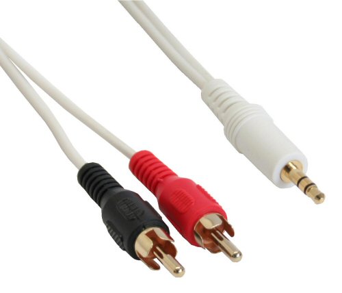 Naar omschrijving van 89934W - InLine Audiokabel,  2x Tulpplug naar 3,5mm M stereo, wit/goud, 1.5m