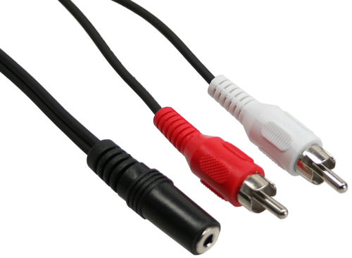 Naar omschrijving van 89940L - InLine Audiokabel,  2x Tulp M naar 3.5mm V stereo, 0.2m