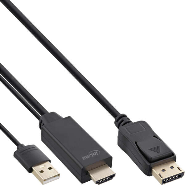 Naar omschrijving van 17160P - InLine® HDMI M to DisplayPort F Converter Cable, 4K, black/gold, 10m