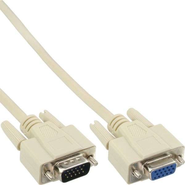 Naar omschrijving van 17737 - InLine VGA kabel,  beige, 15HD M/V, 1m