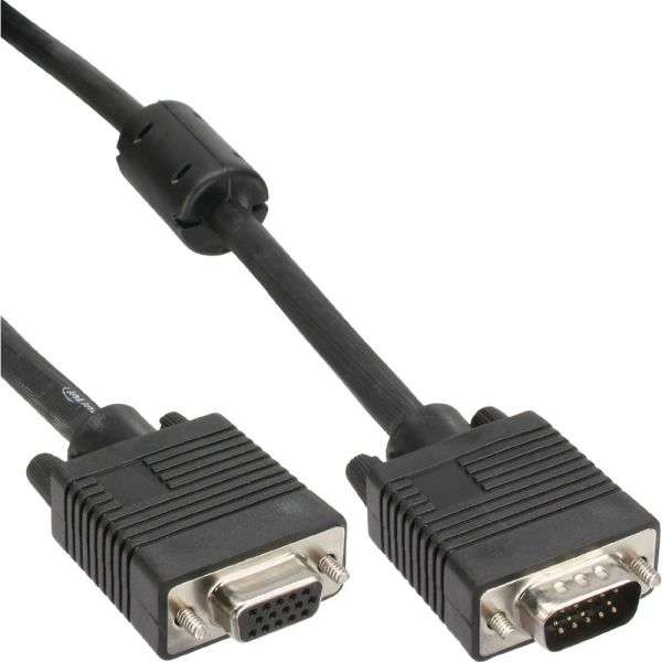 Naar omschrijving van 17705B - InLine S-VGA kabel,  zwart, 15HD M/F, 0.5m