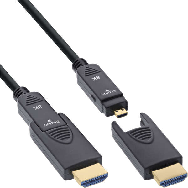 Naar omschrijving van 17915O - InLine® HDMI AOC cable, Ultra High Speed HDMI, 8K4K, detachable plug, 15m