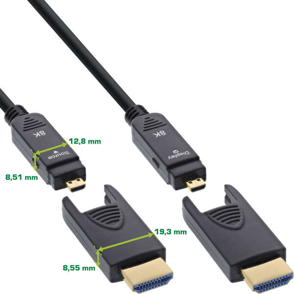 Naar omschrijving van 17925O - InLine® HDMI AOC cable, Ultra High Speed HDMI, 8K4K, detachable plug, 25m