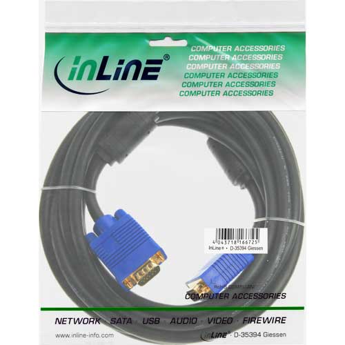 Naar omschrijving van 17716S - InLine S-VGA kabel,  Premium, zwart 15HD M/V, 10m