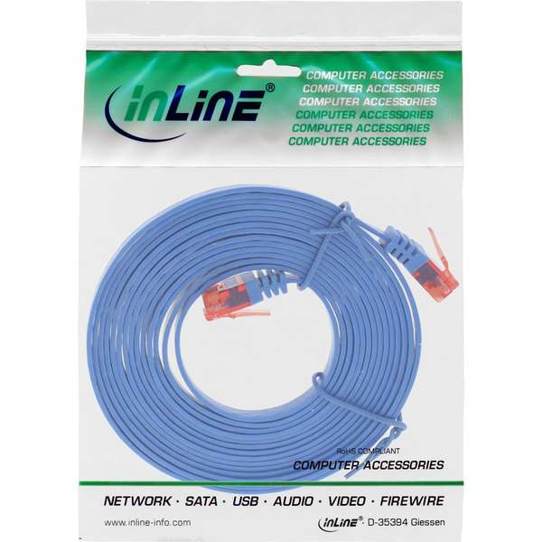 Naar omschrijving van 71615B - InLine Platte patchkabel,  UTP, Cat. 6, blauw, 15m