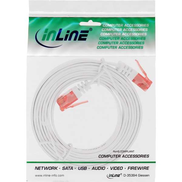 Naar omschrijving van 71615W - InLine Platte patchkabel,  UTP, Cat. 6, wit, 15m