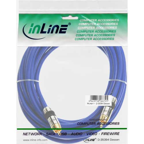 Naar omschrijving van 89420P - InLine Tulp audiokabel,  Premium, vergulde contacten, 1x Tulp M/M, 20m