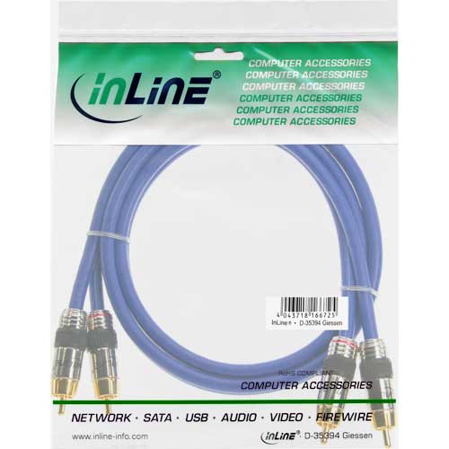 Naar omschrijving van 89705P - InLine Tulp audiokabel,  Premium, vergulde contacten, 2x Tulp M/M, 5m