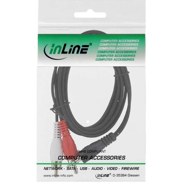 Naar omschrijving van 89944L - InLine Audiokabel,  2x Tulp M naar 3.5mm M stereo, 1m