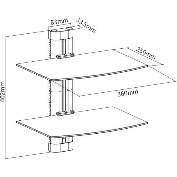 Naar omschrijving van 23151B - InLine Wall mount, for DVD, Bluray, Sat-Receiver, max 8kg, black