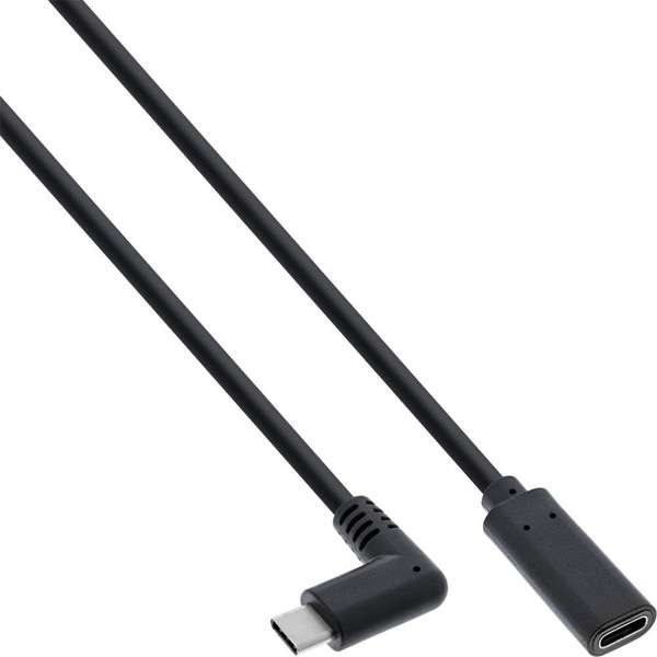 Naar omschrijving van 35786 - USB 3.2 Gen.2x2 Cable, USB-C male angled / female, black, 0.5m