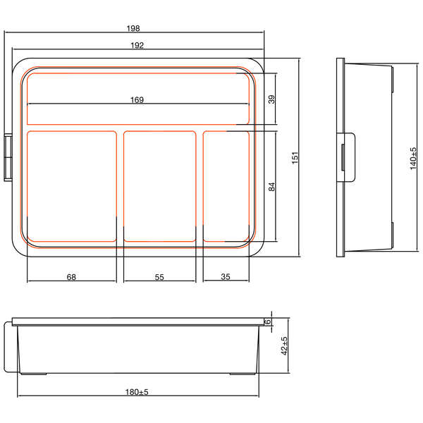 Naar omschrijving van 43009H - InLine® Small Components Box, 4 compartments, 180x140x40mm, orange