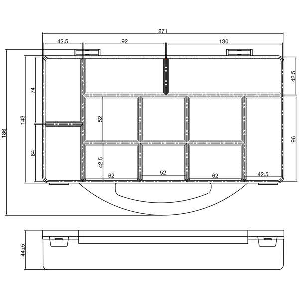 Naar omschrijving van 43009N - InLine® Small Components Box ,11 compartments, 271x186x40mm, transparent