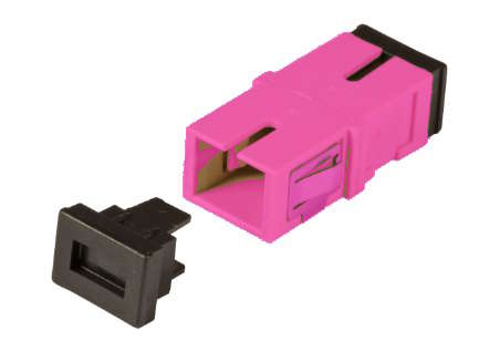 Naar omschrijving van 53513-1 - Adapter SC Simplex OM4 one piece, flangeless, erica violet, ceramic sleeve