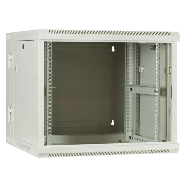 Naar omschrijving van AST19-6609W-DOUBLE - 9U witte wandkast (kantelbaar) met glazen deur 600x600x500mm (BxDxH)