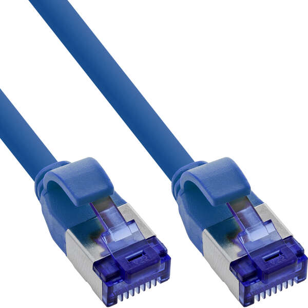 Naar omschrijving van 74955B - Patch cable slim, Cat.6A, S/FTP, TPE (LSZH) flexible, PoE, blue, 0.5m