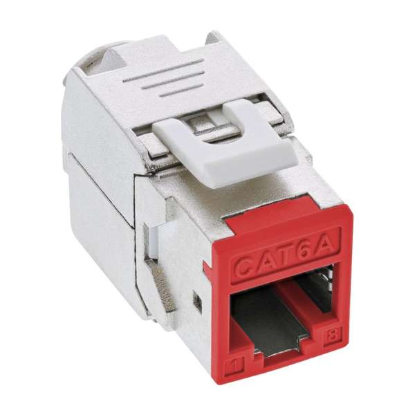 Naar omschrijving van 76207R - 8 stuks Pack InLine Keystone RJ45 jack, shielded, Cat.6A, red