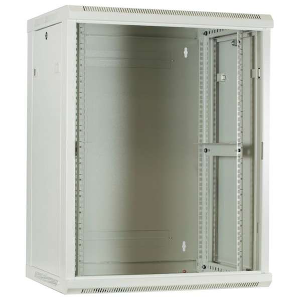 Naar omschrijving van AST19-6415W - 15U witte wandkast met glazen deur 600x450x770mm (BxDxH)