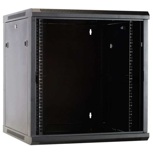 Naar omschrijving van AST19-6612-FD - 12U wandkast met glazen deur 600x600x635mm (BxDxH)