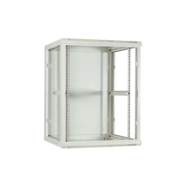 Naar omschrijving van AST19-6612W-FD - 12U witte wandkast met glazen deur 600x600x635mm (BxDxH)