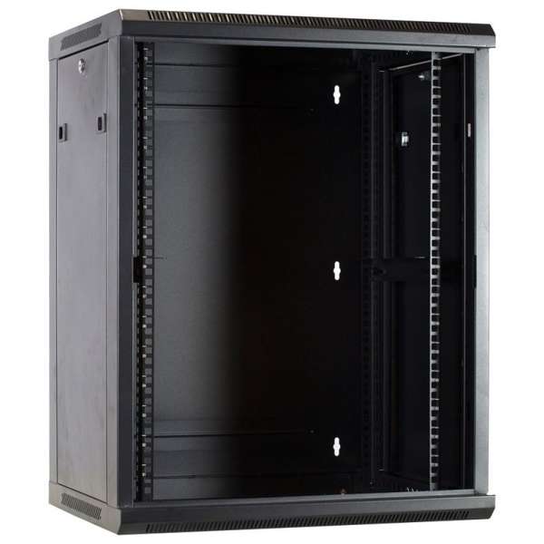 Naar omschrijving van AST19-6615-FD - 15U wandkast met glazen deur 600x600x770mm (BxDxH)