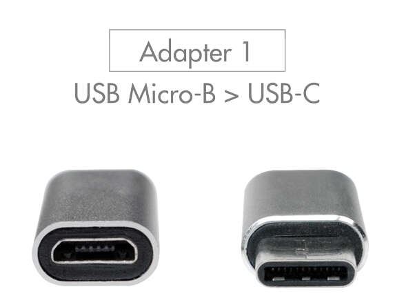 Naar omschrijving van AU0040 - USB-C adapter set, C/M to USB-A/F + C/M to Micro-USB/F, silver