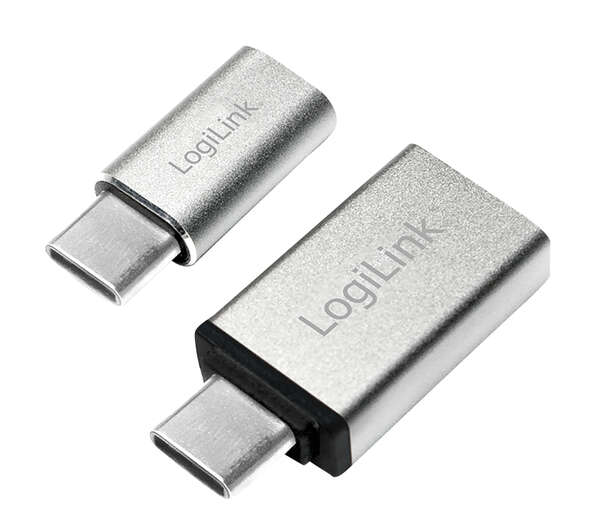 Naar omschrijving van AU0040 - USB-C adapter set, C/M to USB-A/F + C/M to Micro-USB/F, silver