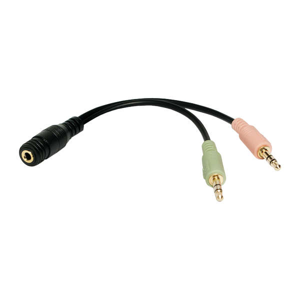 Naar omschrijving van CA0020 - Audio jack adapter 4pin 3.5 mm stereo female to 2x 3.5 mm