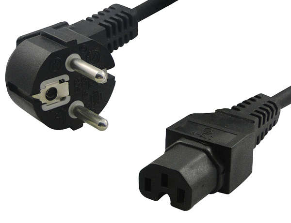 Naar omschrijving van CP105 - Power cable, CEE 7/7 (90°) to IEC C15, black, 2 m