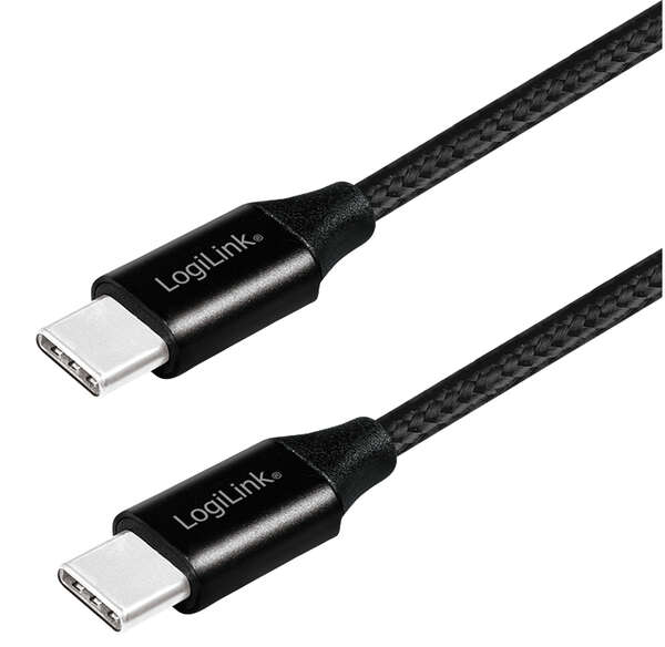 Naar omschrijving van CU0154 - USB 2.0 Type-C cable, C/M to USB-C/M, metal, fabric, black, 1 m