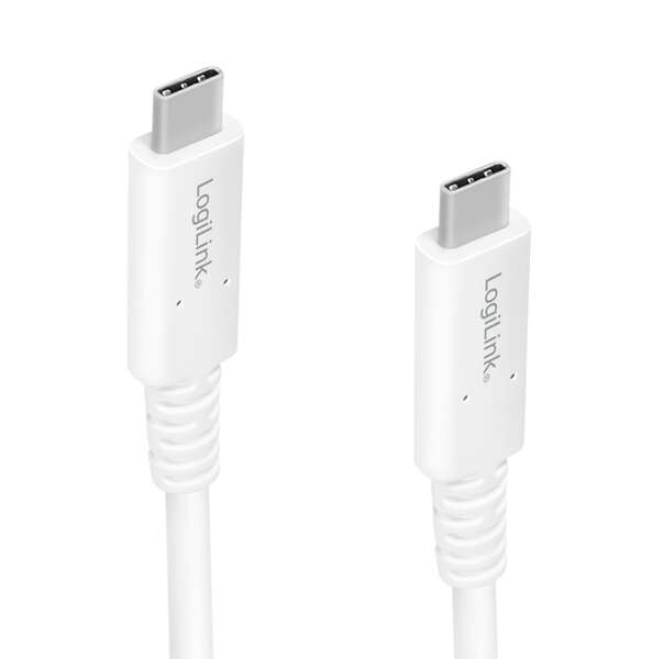 Naar omschrijving van CU0180 - USB 4 Gen3x2 Type-C cable, C/M to USB-C/M, E-mark, PD, 8K, white, 0.8 m