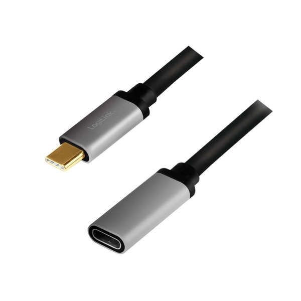 Naar omschrijving van CUA0105 - USB 3.2 Gen2 Type-C cable, C/M to USB-C/F, 4K, alu, black/grey, 0.5 m