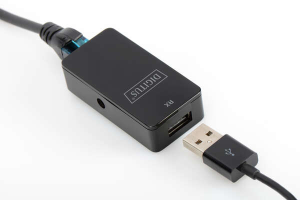 Naar omschrijving van DA-70141 - USB Extender, USB 2.0, 50 m for use with Cat5/5e/6 (UTP, STP or SFT) cable