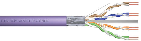 Naar omschrijving van DK-1623-VH-305 - CAT 6 F-UTP installation cable, 250 MHz Eca (EN 50575), AWG 23/1, 305 m drum, sx, purple