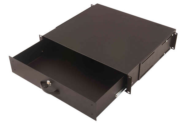 Naar omschrijving van DN-19-KEY-2U-SW - 2U lockable drawer with handle 88x481x400 mm, color black (RAL 9005)