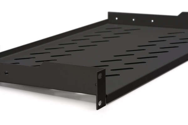 Naar omschrijving van DN-19-TRAY-1-SW - 1U fixed shelf for racks from 400 mm depth 45x482x250 mm, up to 15 kg, black (RAL 9005)