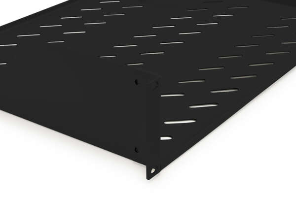 Naar omschrijving van DN-19-TRAY-2-SW - 2U fixed shelf for racks from 450 mm depth 88,5x483x352 mm, up to 25 kg, black (RAL 9005)