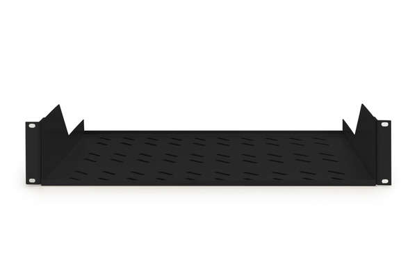 Naar omschrijving van DN-19-TRAY-2-SW - 2U fixed shelf for racks from 450 mm depth 88,5x483x352 mm, up to 25 kg, black (RAL 9005)