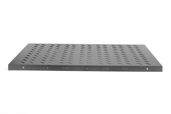 Naar omschrijving van DN-19-TRAY1-1000-ECB - 1U fixed shelf for racks from 1000 mm depth 44x486x770 mm, up to 50 kg, black (RAL 9005)